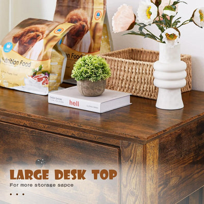 BOSSIN 44 Inch Large Dog Crate Furniture, Wooden Dog Kennel End Table with Storage Drawers, Decorative Pet Crates Dog House