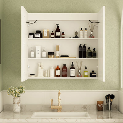 Bathroom Medicine Cabinet LED Mirror Anti-Fog 6000K Wall Cabinet White