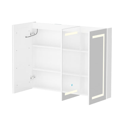 Bathroom Medicine Cabinet LED Mirror Anti-Fog 6000K Wall Cabinet White