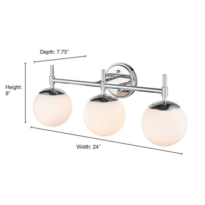 929 Lighting 3 Light Bathroom Vanity Fixture in Multiple Finishes with Opal Glass Shades