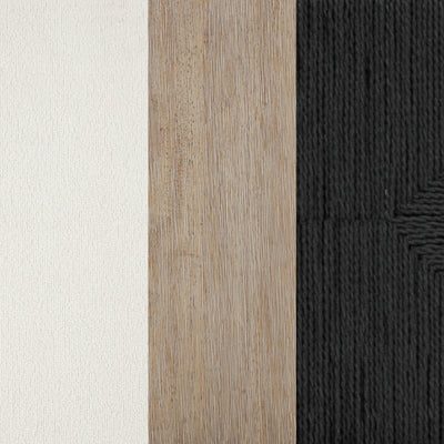 Beacon Bohemian Boucle Bar Stool, Upholstered Counter Height Chair with Solid Wood Frame and Woven Seagrass Back