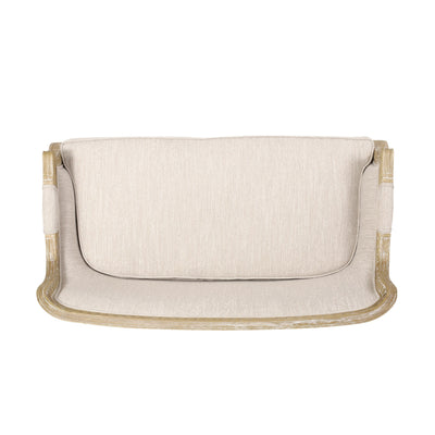 Beige Brown Wood Loveseat Sofa with Rubber Wood Frame