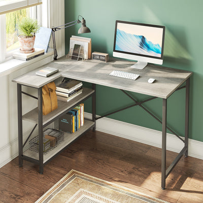 Small L Shaped Desk with Storage Shelves Corner Computer Desk