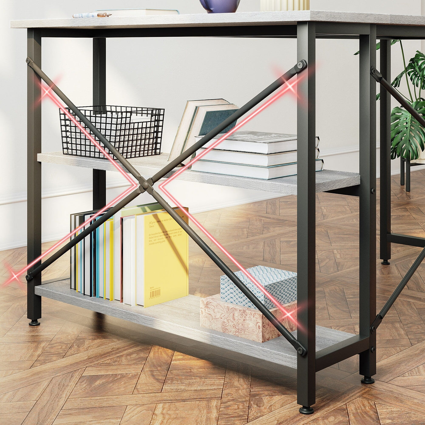 Small L Shaped Desk with Storage Shelves Corner Computer Desk