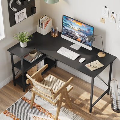 Small L Shaped Desk with Storage Shelves Corner Computer Desk
