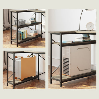 Small L Shaped Desk with Storage Shelves Corner Computer Desk