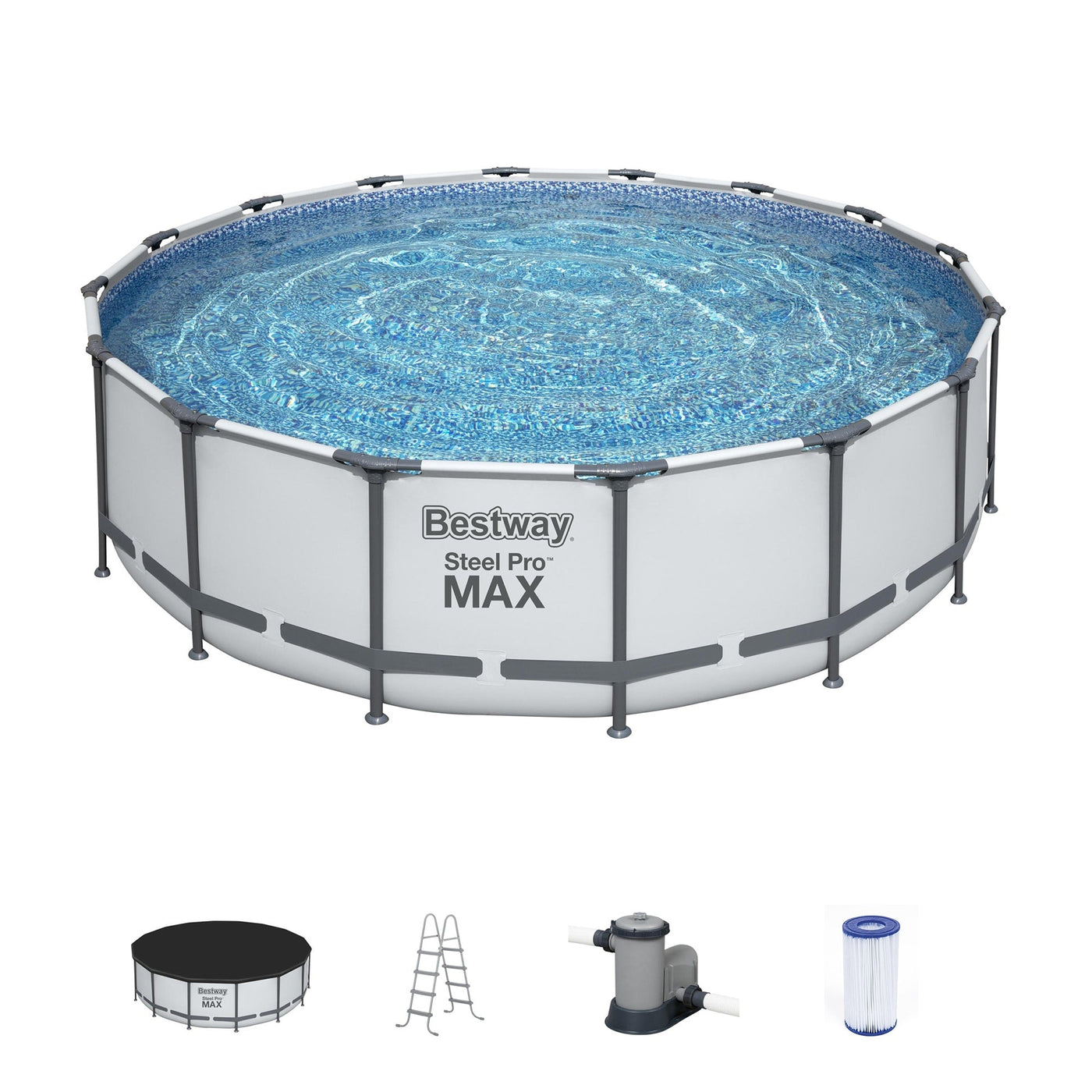 Bestway Steel Pro MAX Round Above Ground Swimming Pool with Pump & Cover
