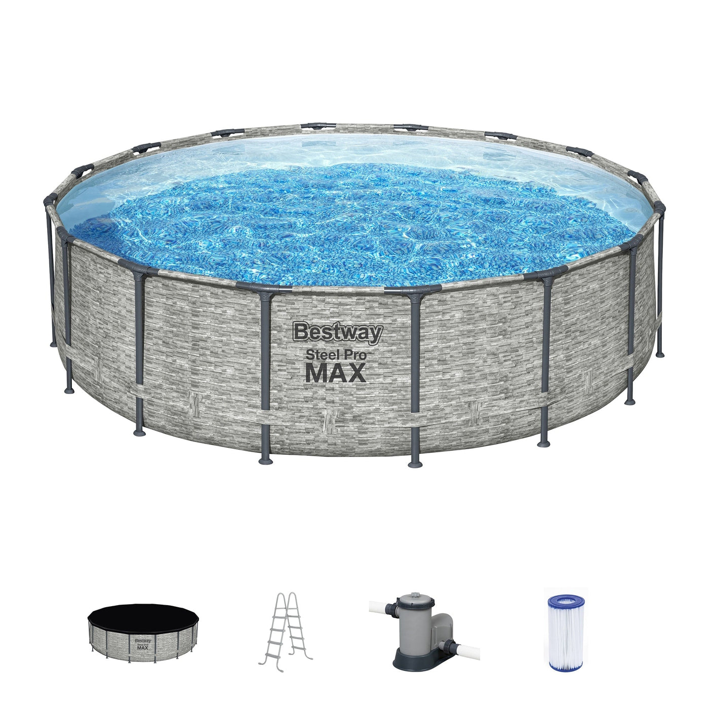Bestway Steel Pro MAX Round Above Ground Swimming Pool with Pump & Cover