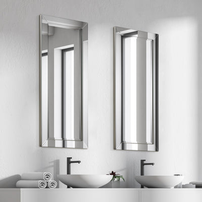 Beveled Rectangular Clear HD Wall Mounted Mirror for Bathroom, Vanity, Bedroom Mirrors, 3 sizes