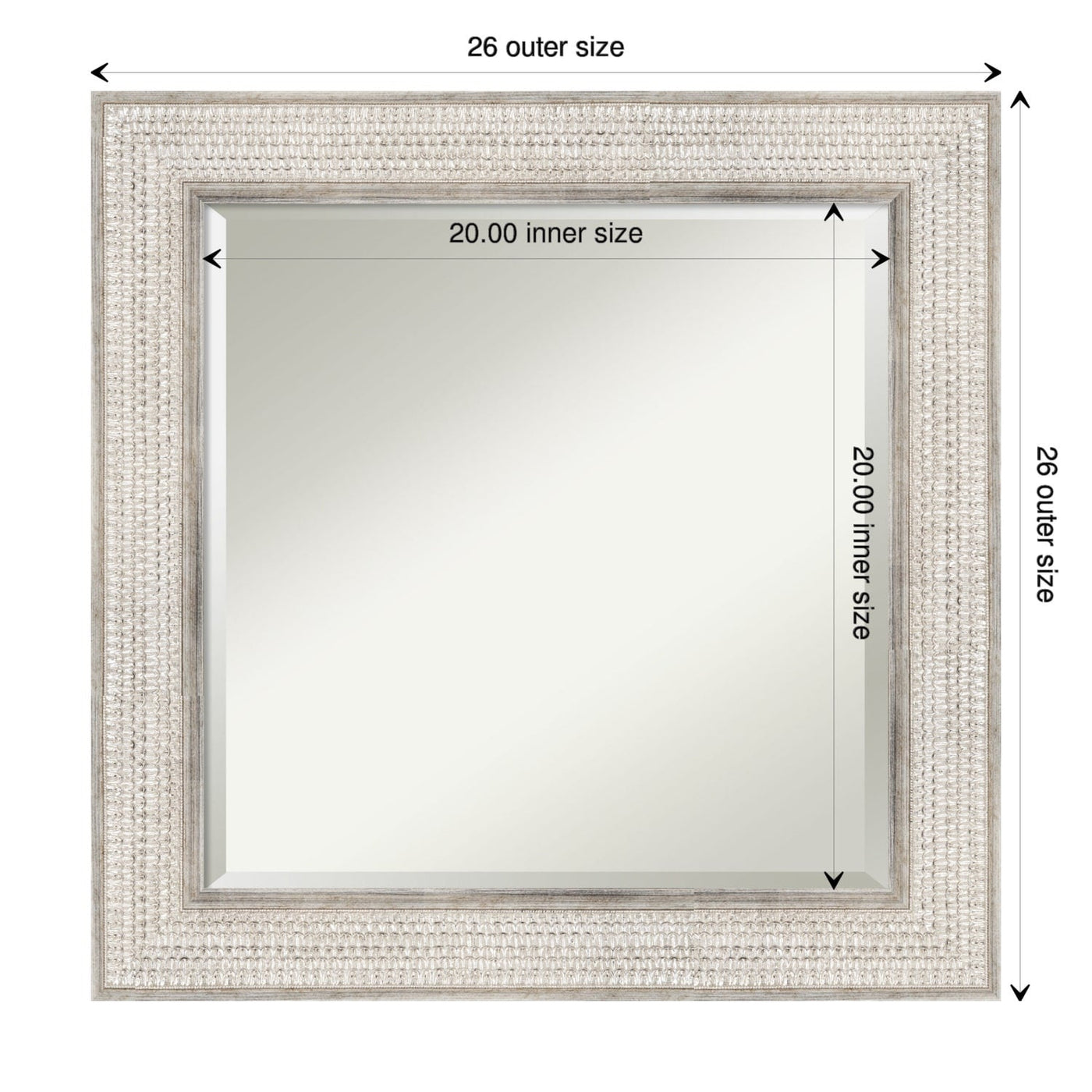 Beveled Wood Bathroom Wall Mirror - Trellis Silver Frame - Trellis Silver