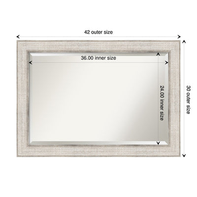 Beveled Wood Bathroom Wall Mirror - Trellis Silver Frame - Trellis Silver