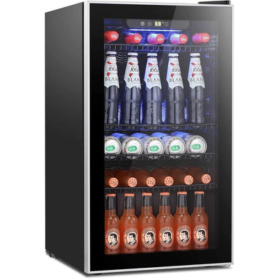 Beverage Refrigerator Cooler - 120 Can Mini Fridge Glass Door