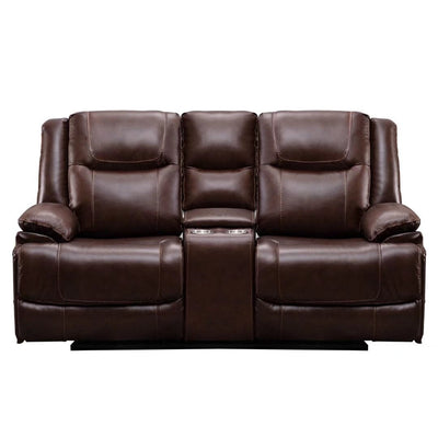 Genuine Leather Mid-century Modern Style Manual Recliners Sofa Set