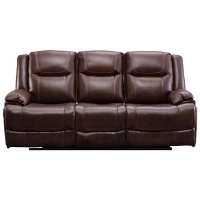 Genuine Leather Mid-century Modern Style Manual Recliners Sofa Set
