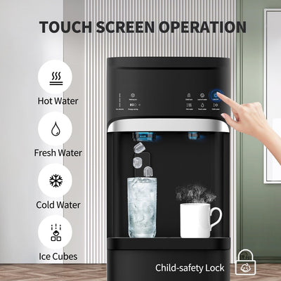 Black 3 in 1 Hot and Cold Water Dispensers with Ice Maker