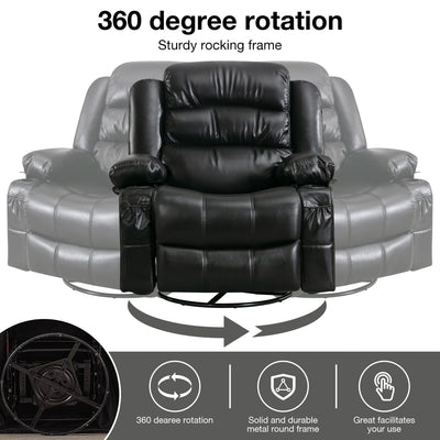 Black Swivel Rocker Recliner with Heat, Massage & USB Ports