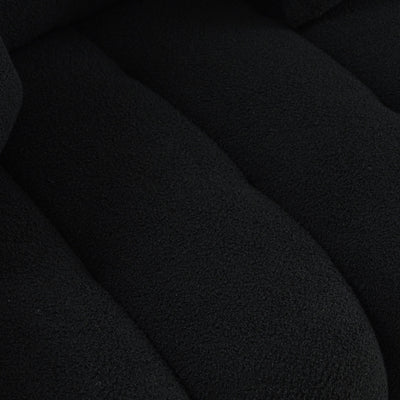 Black Teddy 3-seater Sofa with Back Pillows and Wood Frame