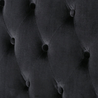 Black Velvet Button Tufted High Wingback Loveseat Sofa