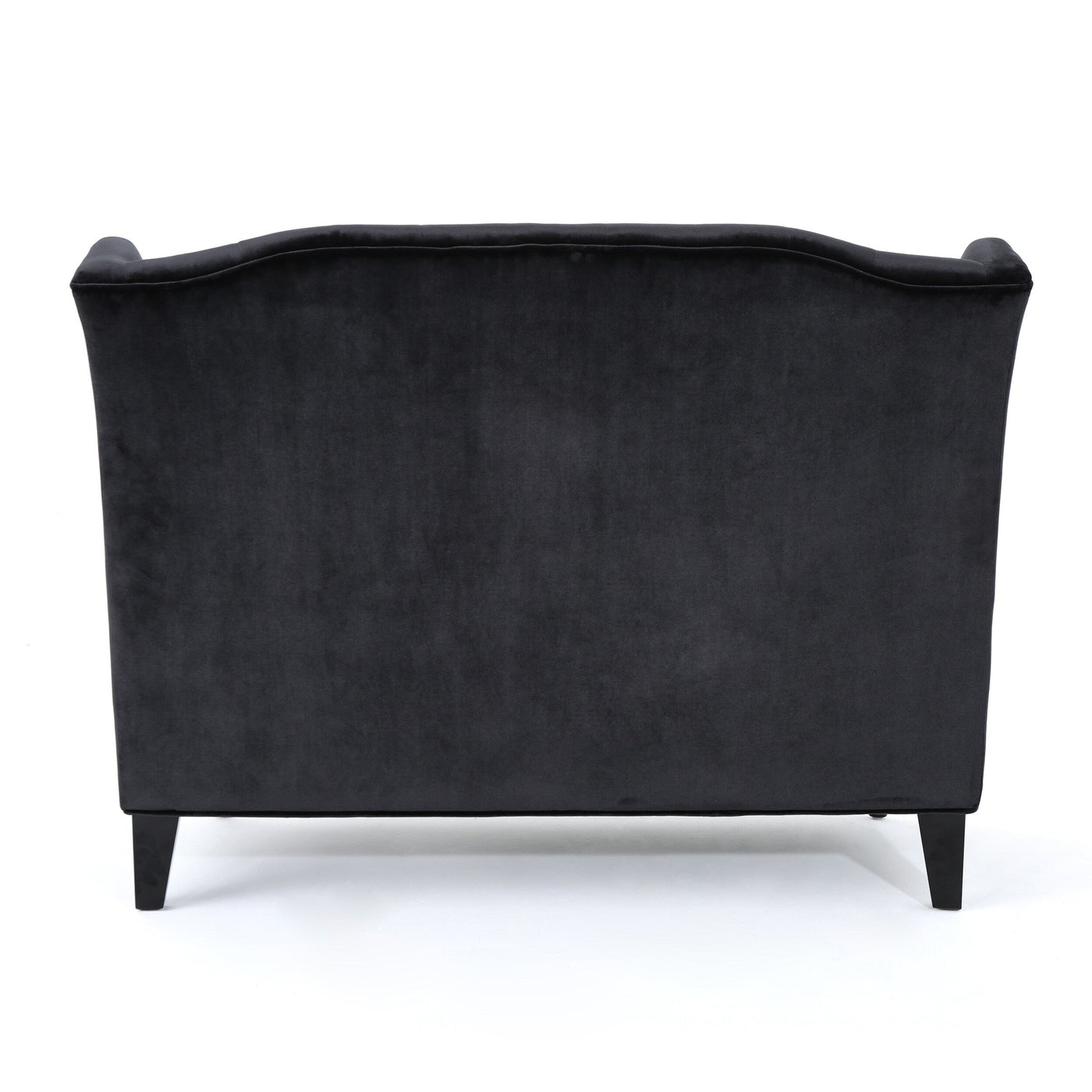 Black Velvet Button Tufted High Wingback Loveseat Sofa