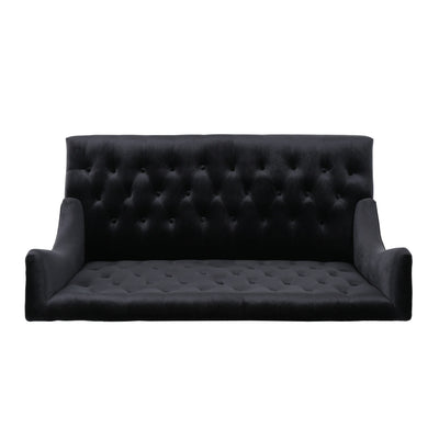 Black Velvet Button Tufted High Wingback Loveseat Sofa