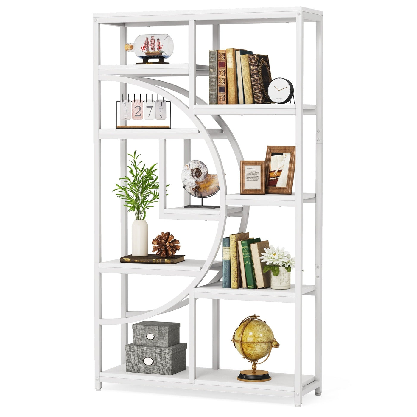 Bookshelf 5 Shelf Industrial Etagere Bookcase for Bedroom, Living Room, Home Office