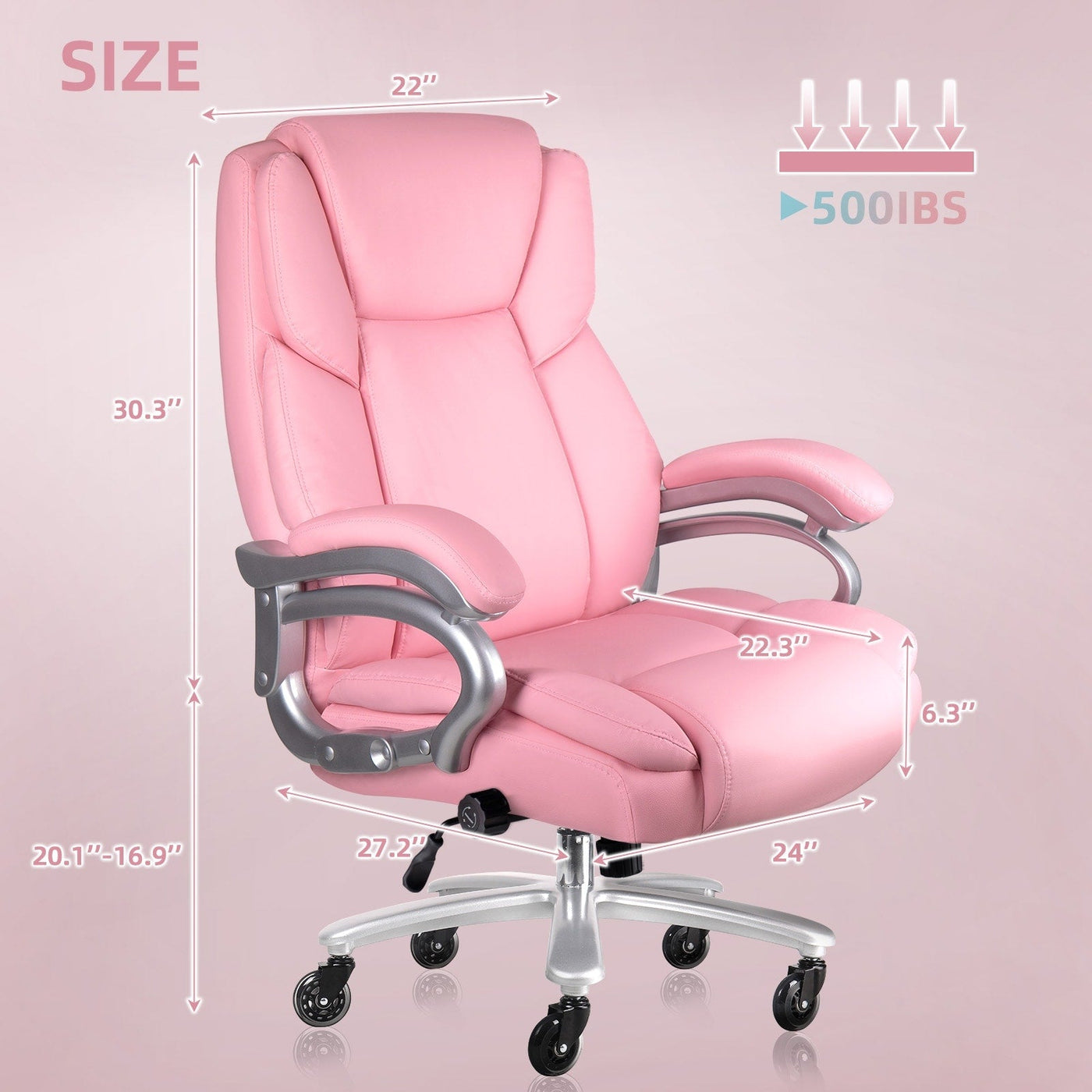 Bossin Big and Tall Executive Office Chair,500LBS Adjustable Lumbar Support Ergonomic Chair with High Back PU Leather Computer