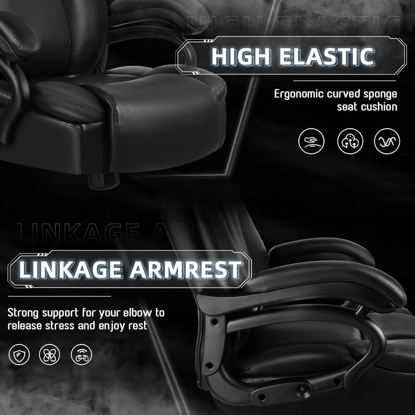 Bossin Big and Tall Executive Office Chair,500LBS Adjustable Lumbar Support Ergonomic Chair with High Back PU Leather Computer