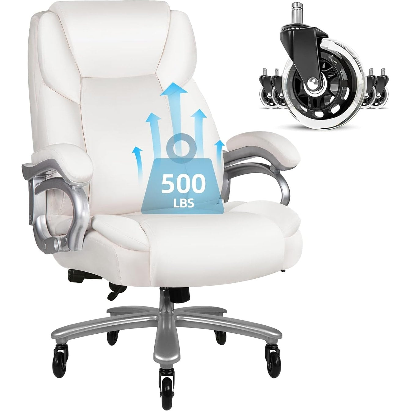 Bossin Big and Tall Executive Office Chair,500LBS Adjustable Lumbar Support Ergonomic Chair with High Back PU Leather Computer