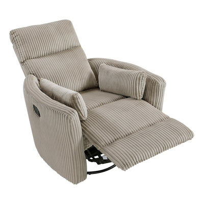 Braidy Corduroy Swivel Glider Manual Reclining Chair
