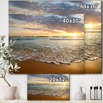 Bright Cloudy Sunset in Calm Ocean - Contemporary Seascape Art Canvas