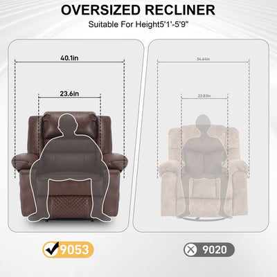 Brown Manual Recliner with 8-Point Massage, Heated Function, and Sturdy Frame for Living Room Comfort