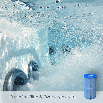 Buenospa Jersey 6 - Person 46 - Jet Hot Tub, Ice White, Gray with Ozone and LED Lights