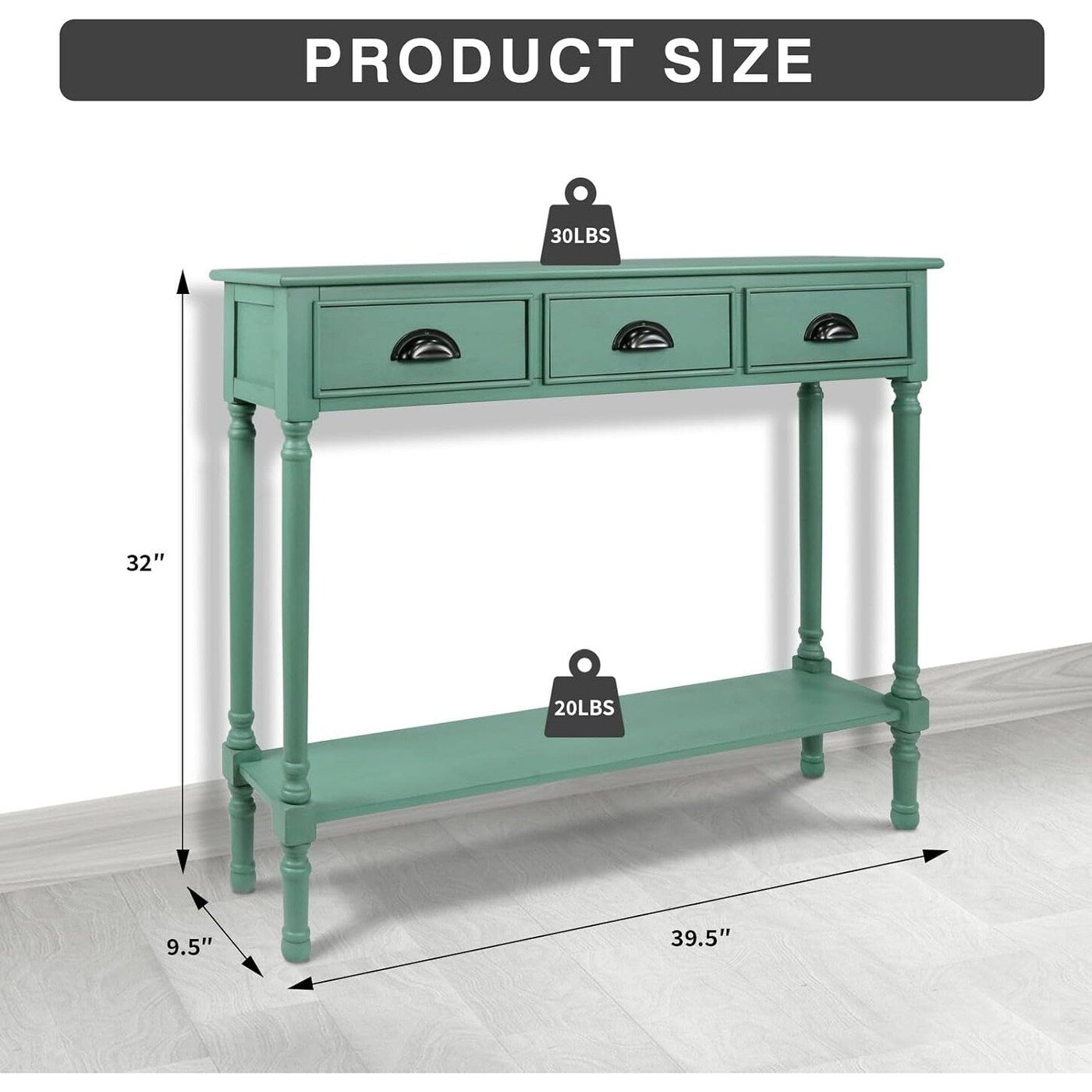 Burlington Wood 3-drawer Console Hallway Table