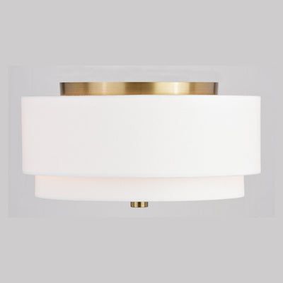 Burnaby Mid-Century Modern Ceiling Mount Light White Linen Drum Shade