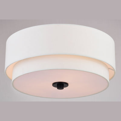 Burnaby Mid-Century Modern Ceiling Mount Light White Linen Drum Shade