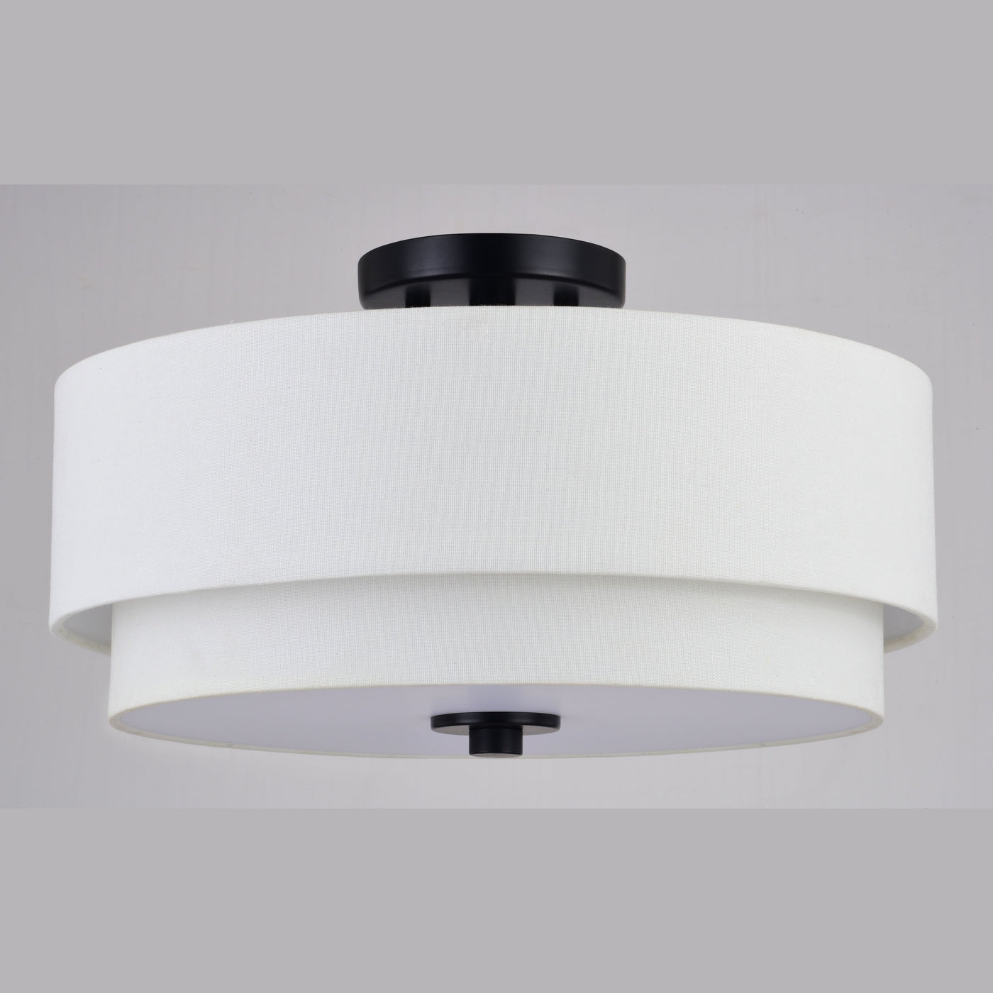 Burnaby Mid-Century Modern Ceiling Mount Light White Linen Drum Shade