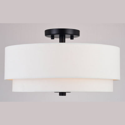Burnaby Mid-Century Modern Ceiling Mount Light White Linen Drum Shade