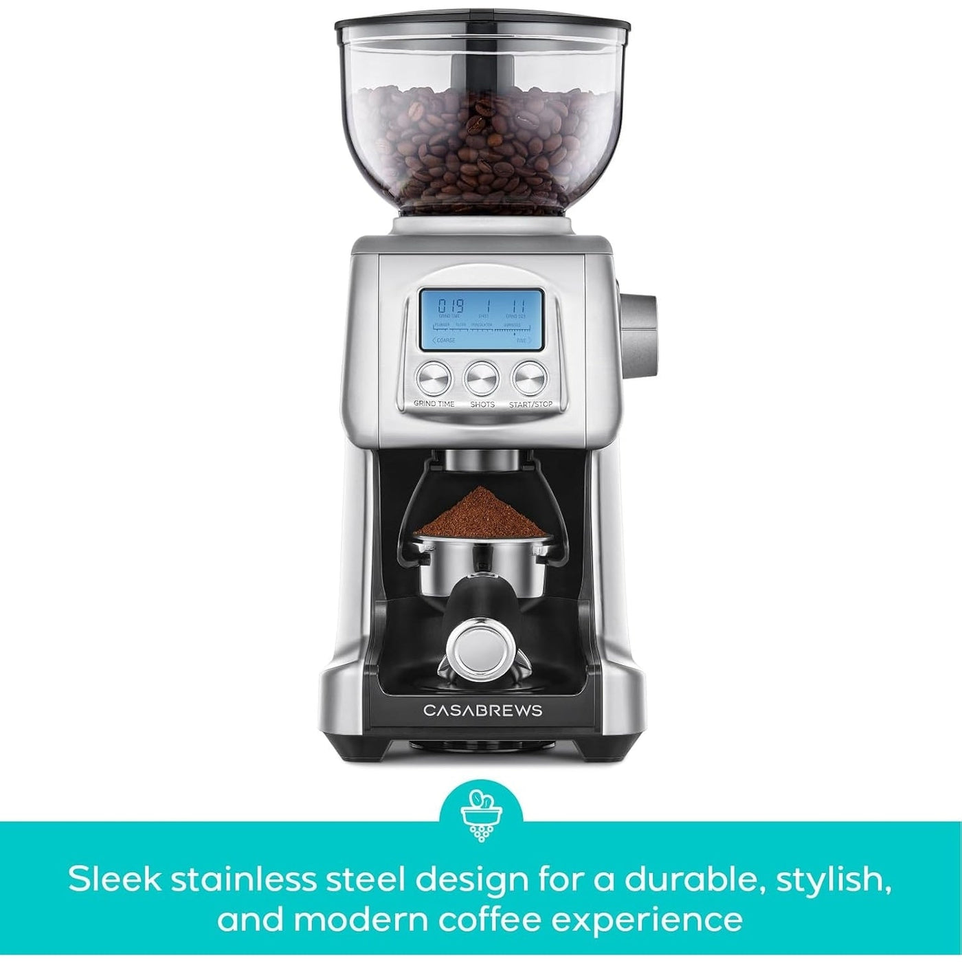 CASABREWS Tornado Electric Coffee Grinder Conical Burr Silver - N/A