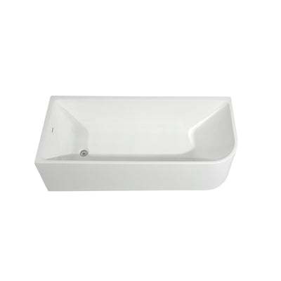 CB HOME 59''/67'' Freestanding Acrylic Soaking Bathtubs, Soaking Tubs Single Side Against The Wall, Left/Right Overflow