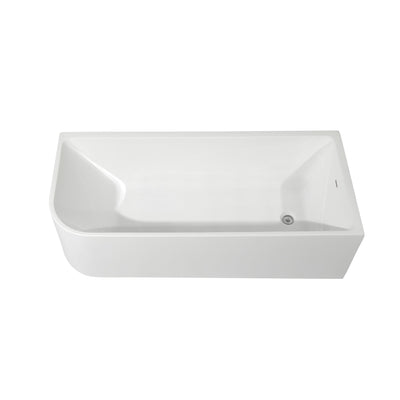 CB HOME 59''/67'' Freestanding Acrylic Soaking Bathtubs, Soaking Tubs Single Side Against The Wall, Left/Right Overflow