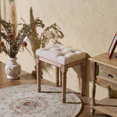 CO-Z French Vintage Upholstered Foot Stool and Vanity Stool