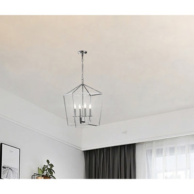 Candle Style Lantern Pendant Stairway or Kitchen Island Open Cage Chandelier - N/A