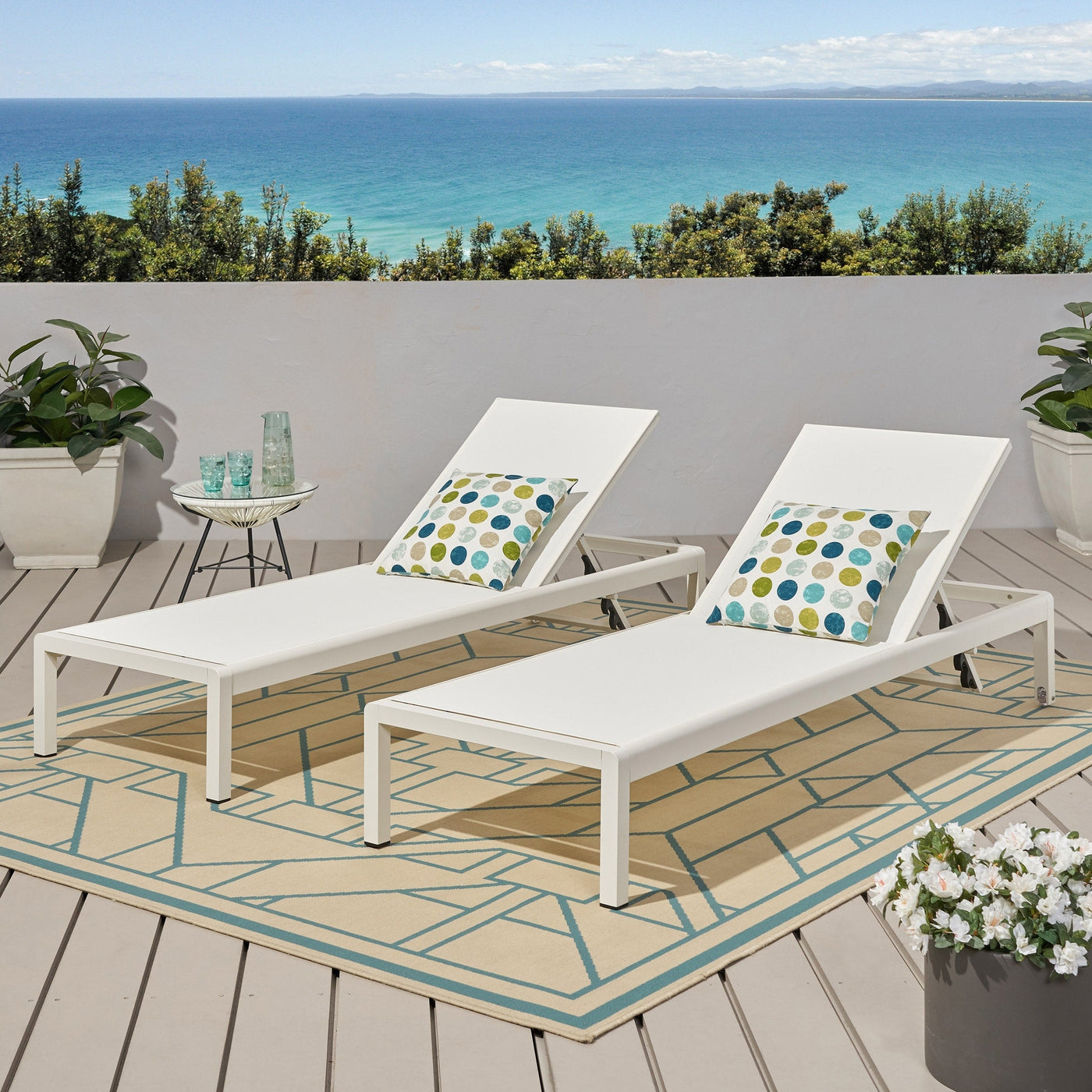 Cape Coral Outdoor Aluminum Chaise Lounge (Set of 2) by Christopher Knight Home - 77.56 D x 25.20 W x 11.80 H
