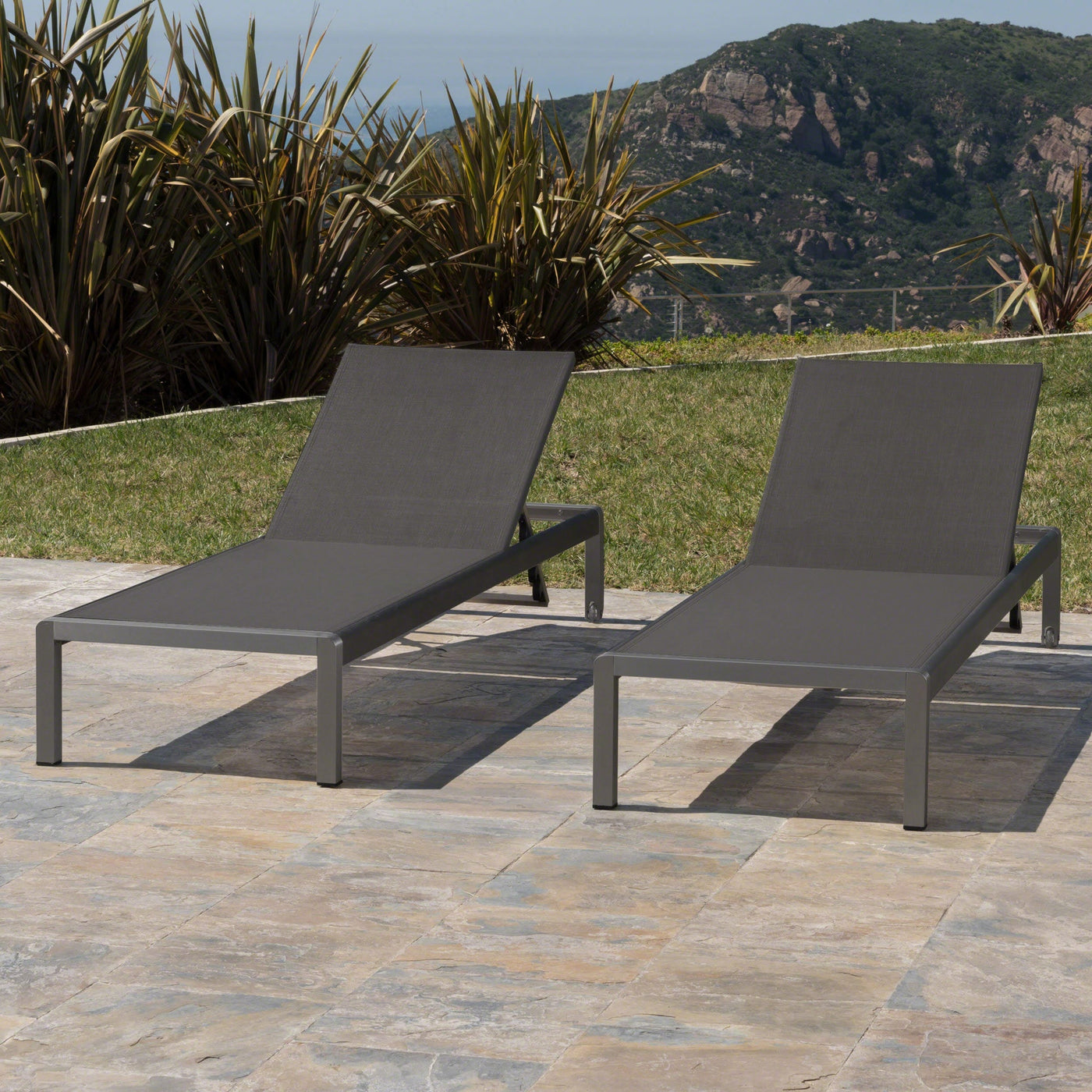 Cape Coral Outdoor Aluminum Chaise Lounge (Set of 2) by Christopher Knight Home - 77.56 D x 25.20 W x 11.80 H