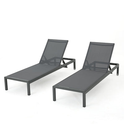 Cape Coral Outdoor Aluminum Chaise Lounge (Set of 2) by Christopher Knight Home - 77.56 D x 25.20 W x 11.80 H