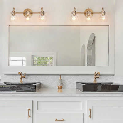 Modern Gold 3-Light Bathroom Vanity Light Orb Glass Wall Sconce