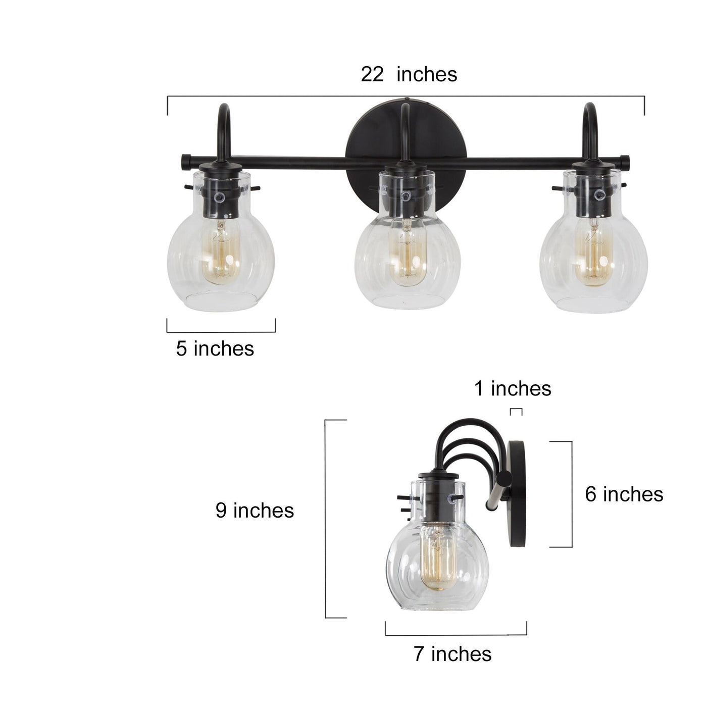 Modern Gold 3-Light Bathroom Vanity Light Orb Glass Wall Sconce