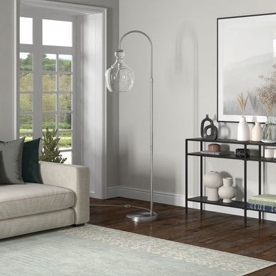 Verona Arc Floor Lamp with Glass Shade