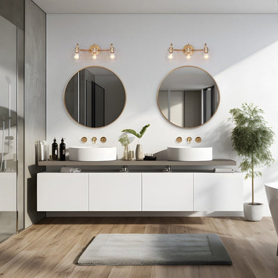 Modern Gold 3-Light Bathroom Vanity Light Orb Glass Wall Sconce