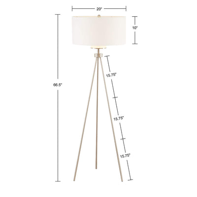 INK+IVY Pacific Metal Tripod Floor Lamp with Glass Shade